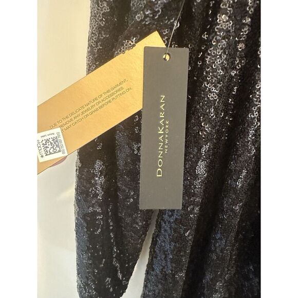 Donna Karan Formal Sequin Dress Black New! $259 Sz 16 Long - Picture 3 of 7